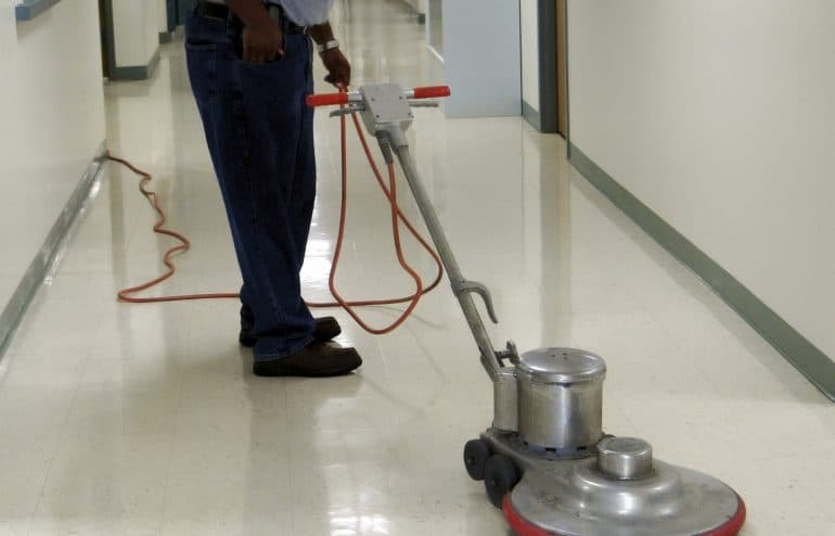 Vinyl floor stripping and polishing
